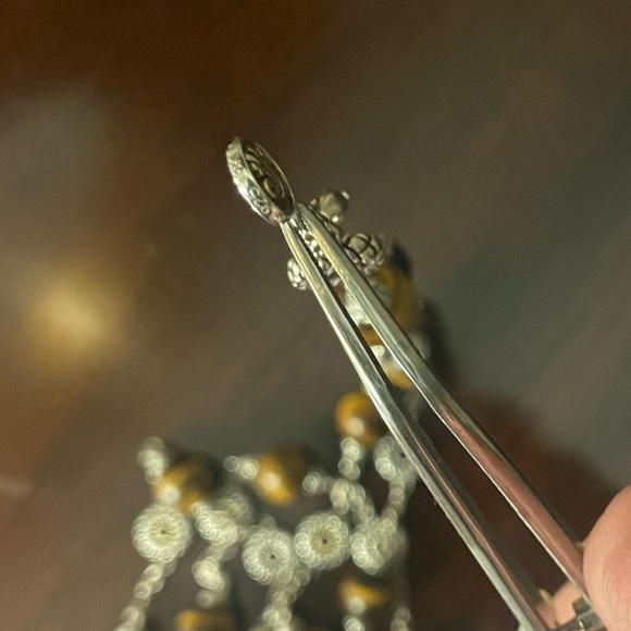 ANDREA CANDELA Sterling Silver Necklace with Tiger Eye Beads - Picture 7 of 9